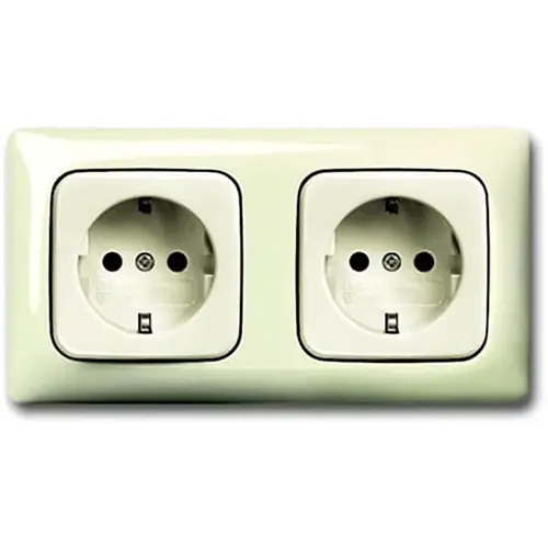 Busch-Jaeger 20-2 EUCJ-212K-503 wandcontactdoos 2-voudig randaarde voorbedraad voor duo-inbouwdoos Standaard SI Linear