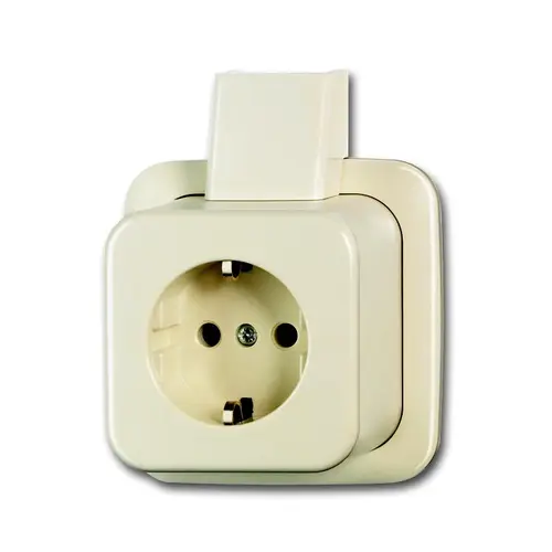 Busch-Jaeger 2300 EAPJ wandcontactdoos randaarde opbouw AP plus creme