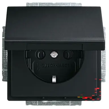 Busch-Jaeger 20 EUK-885 wandcontactdoos randaarde met klapdeksel Future Linear zwart mat