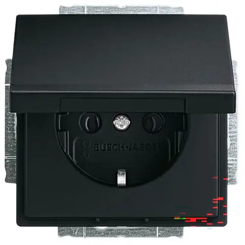 Busch-Jaeger 20 EUK-885 wandcontactdoos randaarde met klapdeksel Future Linear zwart mat