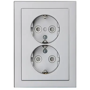 Busch-Jaeger 302EUJT-83 wandcontactdoos 2-voudig randaarde Safety+ voor ovale 1,5 inbouwdoos Future Linear aluzilver mat