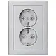 Busch-Jaeger 302EUJT-83 wandcontactdoos 2-voudig randaarde Safety+ voor ovale 1,5 inbouwdoos Future Linear aluzilver mat