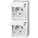 Busch-Jaeger 20-02 EW-54 wandcontactdoos 2-voudig randaarde met klapdeksels opbouw Ocean IP44 alpinwit