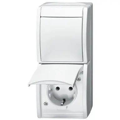 Busch-Jaeger 2601/6/20 EW-54 combinatie schakelaar/wandcontactdoos Ocean IP44 alpinwit