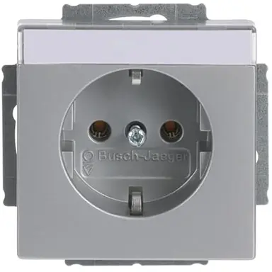 Busch-Jaeger 20 EUN-83 wandcontactdoos randaarde met tekstkader Future Linear aluzilver mat