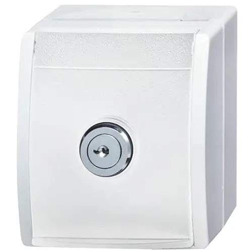 Busch-Jaeger 20 EWSL-54 wandcontactdoos randaarde klapdeksel sleutelslot opbouw Ocean IP44 alpinwit