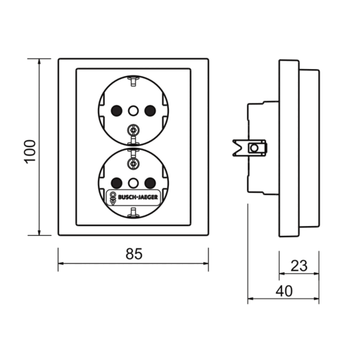 Busch-Jaeger 202 EUJB-81 wandcontactdoos 2-voudig randaarde kindveilig voor enkele inbouwdoos Future Linear antraciet glans