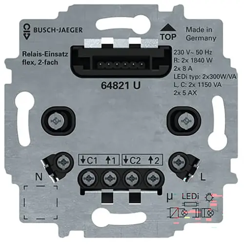 Busch-Jaeger 64821 U relaissokkel flex 2-voudig