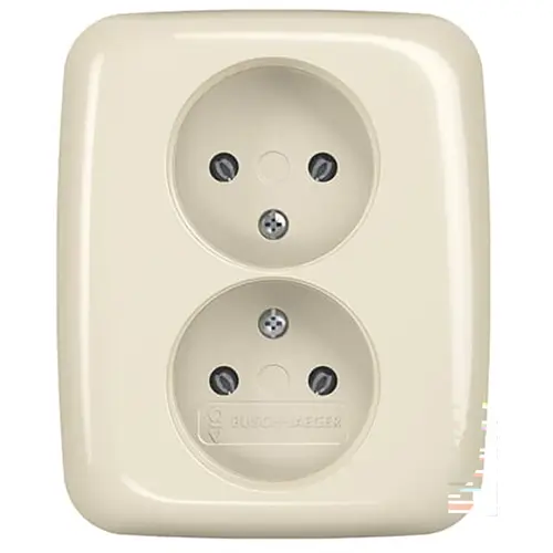 Busch-Jaeger 202 UJR-212 wandcontactdoos 2-voudig zonder randaarde voor enkele inbouwdoos Standaard SI