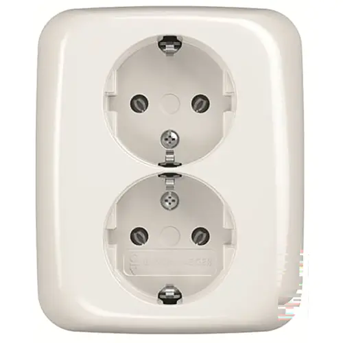 Busch-Jaeger 202 EUJR-214 wandcontactdoos 2-voudig randaarde voor enkele inbouwdoos Reflex SI
