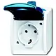 Busch-Jaeger 20 EW-53-503 wandcontactdoos randaarde klapdeksel opbouw Ocean IP44 grijs/blauw