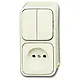 Busch-Jaeger 2601/5/2300 AP-500 combinatie serieschakelaar/wandcontactdoos zonder randaarde opbouw AP plus creme