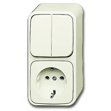 Busch-Jaeger 2601/5/2300 EAP500 combinatie serieschakelaar/wandcontactdoos met randaarde opbouw AP plus creme