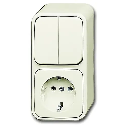 Busch-Jaeger 2601/5/2300 EAP500 combinatie serieschakelaar/wandcontactdoos met randaarde opbouw AP plus creme