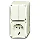 Busch-Jaeger 2601/5/2300 EAP500 combinatie serieschakelaar/wandcontactdoos met randaarde opbouw AP plus creme