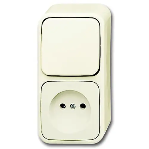 Busch-Jaeger 2601/6/2300 AP-503 combinatie wisselschakelaar/wandcontactdoos zonder randaarde opbouw AP plus creme