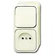 Busch-Jaeger 2601/6/2300 AP-503 combinatie wisselschakelaar/wandcontactdoos zonder randaarde opbouw AP plus creme