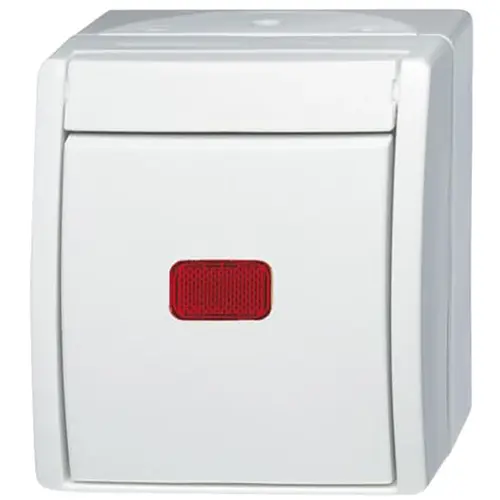 Busch-Jaeger 2601/6 SKW-54 wisselschakelaar controleverlichting opbouw Ocean IP44 alpinwit