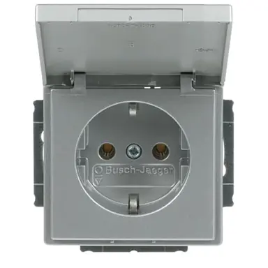 Busch-Jaeger 20 EUK-83 wandcontactdoos randaarde met klapdeksel Future Linear aluzilver mat