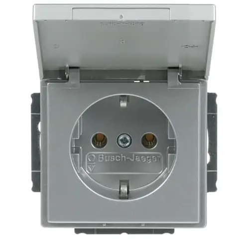 Busch-Jaeger 20 EUK-83 wandcontactdoos randaarde met klapdeksel Future Linear aluzilver mat