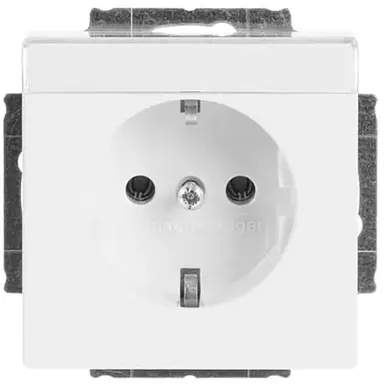 Busch-Jaeger 20 EUN-84 wandcontactdoos randaarde met tekstkader Future Linear studiowit glans