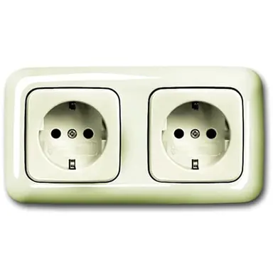 Busch-Jaeger 20-2 EUCJ-212-503 wandcontactdoos 2-voudig randaarde voorbedraad voor duo-inbouwdoos Standaard SI