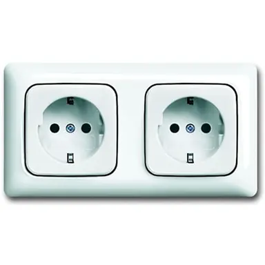 Busch-Jaeger 20-2 EUCJ-214K-503 wandcontactdoos 2-voudig randaarde voorbedraad voor duo-inbouwdoos Reflex SI Linear