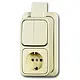 Busch-Jaeger 2601/5/2300 EAPJ combinatie serieschakelaar/wandcontactdoos met randaarde K/P-25 opbouw AP plus creme
