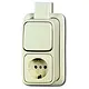 Busch-Jaeger 2601/6/2300 EAPJ combinatie wisselschakelaar/wandcontactdoos met randaarde K/P-25 opbouw AP plus creme