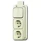 Busch-Jaeger 2601/5/2300/2 EAPJ combinatie serieschakelaar/2x wandcontactdoos RA K/P-25 opbouw AP plus creme