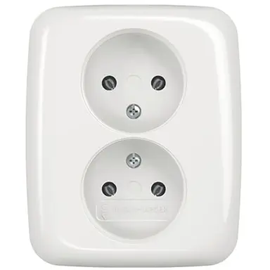 Busch-Jaeger 202 UJR-214 wandcontactdoos 2-voudig zonder randaarde voor enkele inbouwdoos Reflex SI