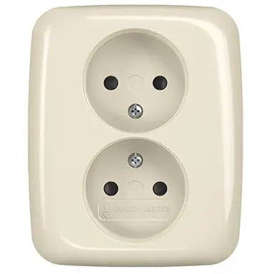 Busch-Jaeger 202 UJRB-212 wandcontactdoos 2-voudig zonder randaarde kindveilig voor enkele inbouwdoos Standaard SI