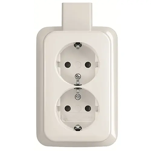Busch-Jaeger 202 EAPJBW wandcontactdoos 2-voudig randaarde kindveilig K/P-25 opbouw AP plus wit