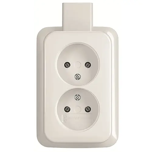 Busch-Jaeger 202 APJW wandcontactdoos 2-voudig randaarde met plaat opbouw AP plus wit