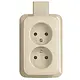 Busch-Jaeger 202 APJ wandcontactdoos 2-voudig zonder randaarde met plaat opbouw AP plus creme