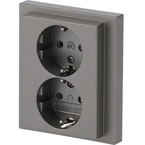 Busch-Jaeger 202 EUJRB-866 wandcontactdoos randaarde kindveilig 2-voudig Pure Stainless Steel