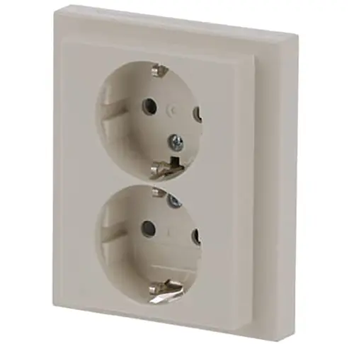 Busch-Jaeger 202 EUJRB-82 wandcontactdoos 2-voudig randaarde kindveilig Future Linear creme glanzend