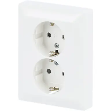 Busch-Jaeger 202 EUJRB-914 wandcontactdoos 2-voudig randaarde kindveilig voor enkele inbouwdoos Balance SI wit glans