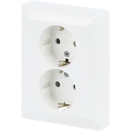 Busch-Jaeger 202 EUJRB-914 wandcontactdoos 2-voudig randaarde kindveilig voor enkele inbouwdoos Balance SI wit glans