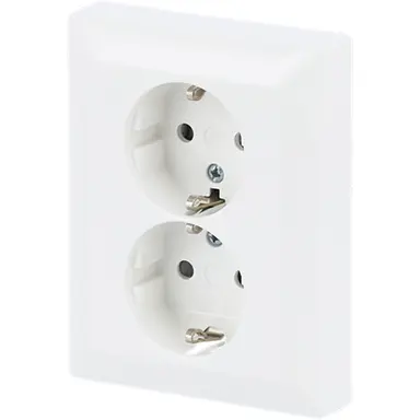 Busch-Jaeger 202 EUJB-914 wandcontactdoos 2-voudig randaarde kindveilig voor enkele inbouwdoos met klauwbevestiging Balance SI wit glans