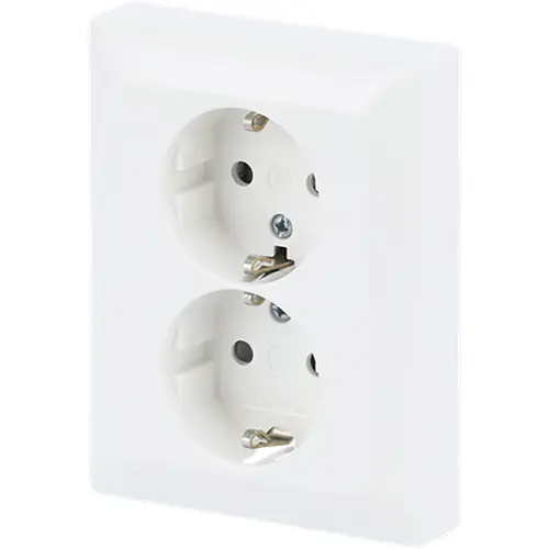 Busch-Jaeger 202 EUJB-914 wandcontactdoos 2-voudig randaarde kindveilig voor enkele inbouwdoos met klauwbevestiging Balance SI wit glans