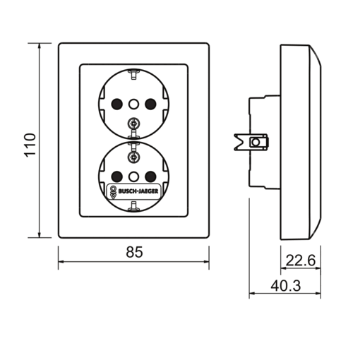 Busch-Jaeger 202 EUJB-914 wandcontactdoos 2-voudig randaarde kindveilig voor enkele inbouwdoos met klauwbevestiging Balance SI wit glans