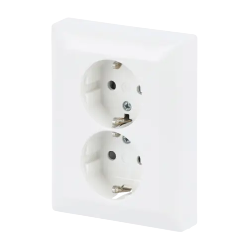 Busch-Jaeger 202 EUJB-914 wandcontactdoos 2-voudig randaarde kindveilig voor enkele inbouwdoos met klauwbevestiging Balance SI wit glans