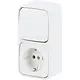 Busch-Jaeger 2601/6/2300EAPW500 combinatie wisselschakelaar/wandcontactdoos met randaarde opbouw AP plus wit