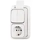 Busch-Jaeger 2601/5/2300 EAPJW combinatie serieschakelaar/wandcontactdoos met randaarde K/P-25 opbouw AP plus wit