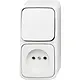 Busch-Jaeger 2601/6/2300APW-503 combinatie wisselschakelaar/wandcontactdoos zonder randaarde opbouw AP plus wit