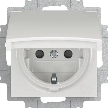 Busch-Jaeger 20 EUCKBD-914 wandcontactdoos randaarde kindveilig met klapdeksel IP44 Balance SI wit glans
