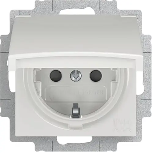 Busch-Jaeger 20 EUCKBD-914 wandcontactdoos randaarde kindveilig met klapdeksel IP44 Balance SI wit glans