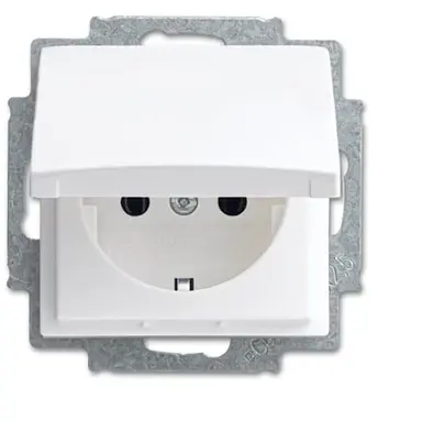 Busch-Jaeger 20 EUKR-914 wandcontactdoos randaarde met klapdeksel Balance SI wit glans