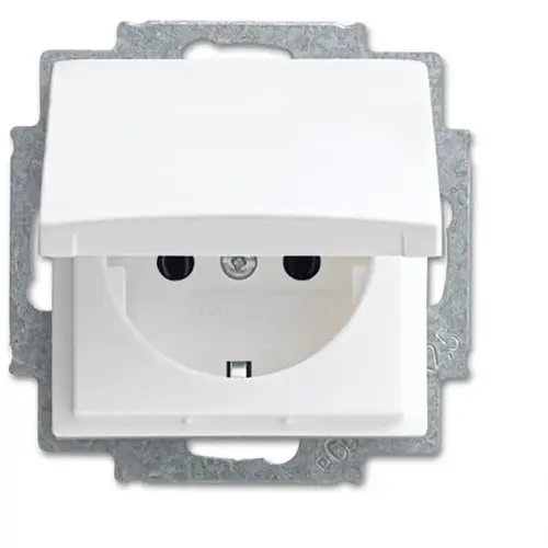 Busch-Jaeger 20 EUKR-914 wandcontactdoos randaarde met klapdeksel Balance SI wit glans